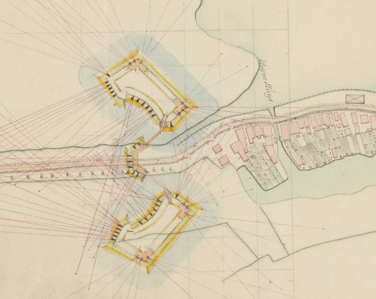 1793 Figuratieve kaart van het Dorp Sparendam, detail